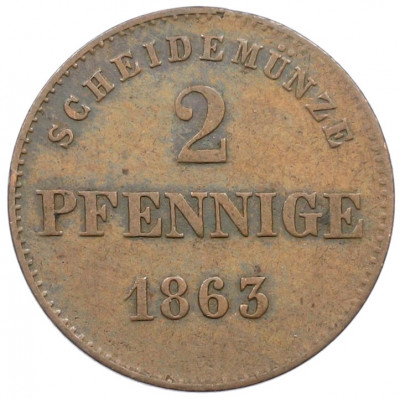 2 пфеннига 1863 года Саксен-Мейнинген