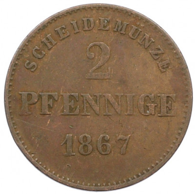 2 пфеннига 1867 года Саксен-Мейнинген