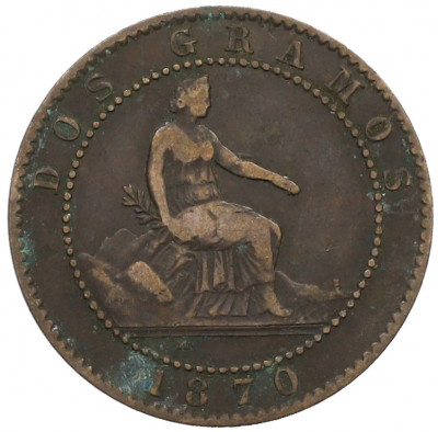 2 сентимо 1870 года Испания