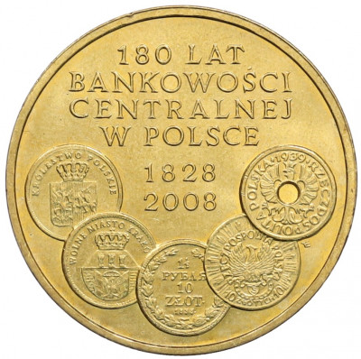 2 злотых 2009 года Польша «180 лет центральному банку Польши»