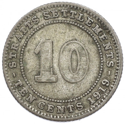 10 центов 1919 года Стрейтс Сетлментс