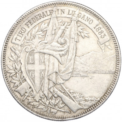 5 франков 1883 года Швейцария «Стрелковый фестиваль в Лугано»