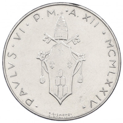 100 лир 1974 года Ватикан