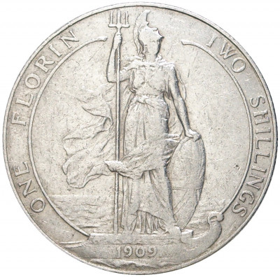 1 флорин (2 шиллинга) 1909 года Великобритания