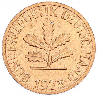 1 пфенниг 1975 года J Западная Германия (ФРГ)