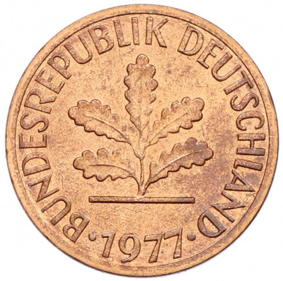 1 пфенниг 1977 года F Западная Германия (ФРГ)