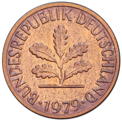 1 пфенниг 1979 года D Западная Германия (ФРГ)