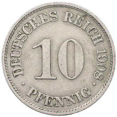 10 пфеннигов 1908 года A Германия