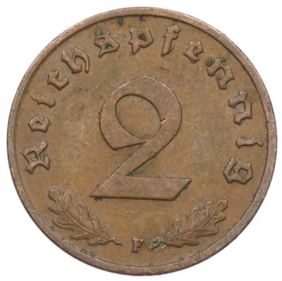 2 рейхспфеннига 1939 года F Германия