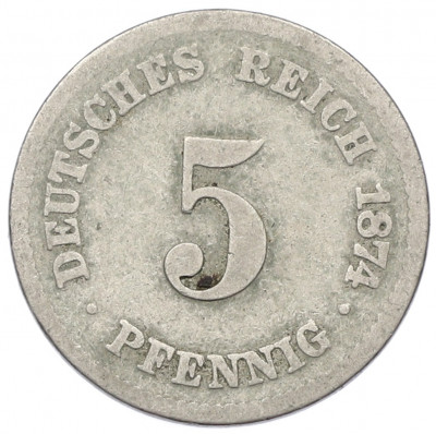 5 пфеннигов 1874 года F Германия