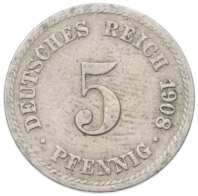 5 пфеннигов 1908 года A Германия