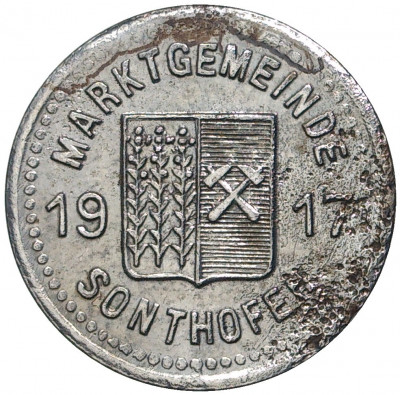 5 пфеннигов 1917 года Германия — город Зонтхофен (Нотгельд)