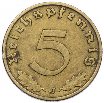 5 рейхспфеннигов 1937 года J Германия