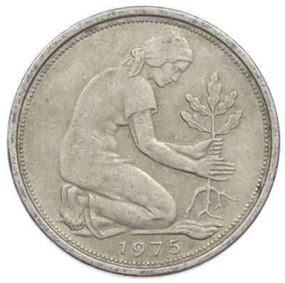 50 пфеннигов 1975 года F Западная Германия (ФРГ)