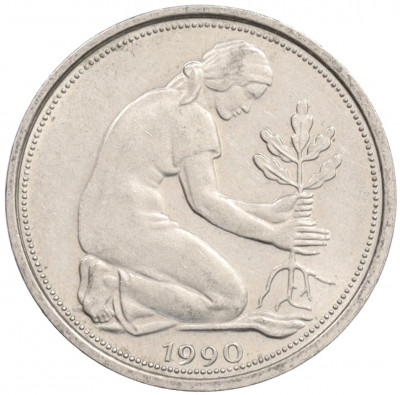 50 пфеннигов 1990 года A Западная Германия (ФРГ)