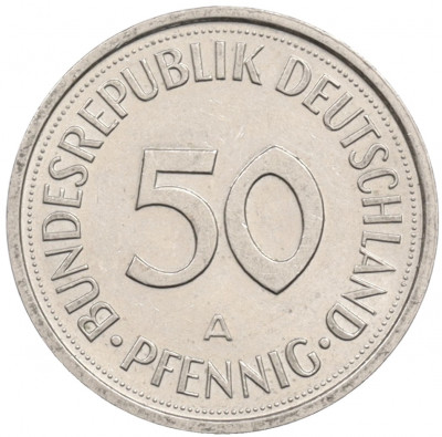50 пфеннигов 1990 года A Западная Германия (ФРГ)