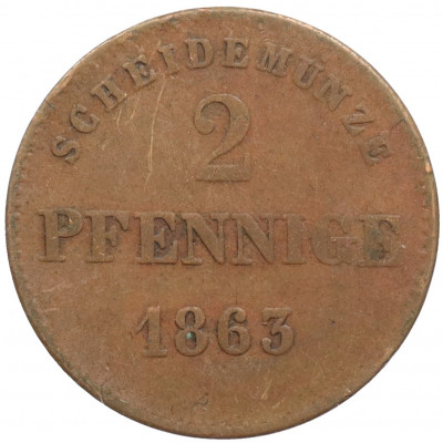 2 пфеннига 1863 года Саксен-Мейнинген