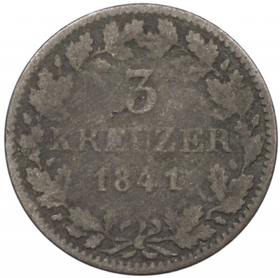 3 крейцера 1841 года Вюртемберг