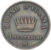 3 чентезимо 1812 года Наполеоновское королевство Италия