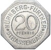 20 пфеннигов 1921 года Германия — город Нюрнберг (Трамвайный нотгельд)