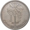 1 франк 1927 года Бельгийское Конго — надпись на французском (CONGO BELGE / ROI DES BELGES)