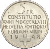 5 франков 1948 года Швейцария «100 лет Швейцарской Конституции»