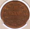 10 пенни 1916 года Русская Финляндия в слабе CGC (MS65 BN)