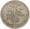 50 сантимов 1928 года Бельгийское Конго — легенда на фламандском (BELGISH CONGO / DER BELGEN)