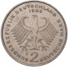 2 марки 1989 года F Западная Германия (ФРГ) «Курт Шумахер»