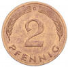 2 пфеннига 1976 года D Западная Германия (ФРГ)