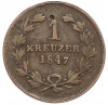 1 крейцер 1847 года Баден