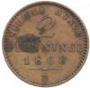 2 пфенига 1868 года B Пруссия