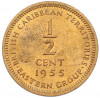 1/2 цента 1955 года Британские Восточные Карибы