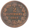 2 чентезимо 1861 года М Италия