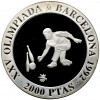 2000 песет 1991 года Испания «XXV Летние Олимпийские игры в Барселоне 1992 — Боулинг»