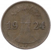 1 рейхспфенниг 1924 года J Германия
