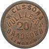 Торговый жетон на 20 шиллингов 1892 года компания «William Cussons Limited» Великобритания