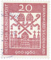 Почтовая марка 20 пфеннигов 1960 года Западная Германия (ФРГ) «1000-летие епископов Бернварду и Годехарду»