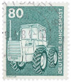 Почтовая марка 80 пфеннигов 1975 года Западная Германия (ФРГ) «Трактор»