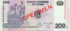 200 франков 2007 года Конго (ДРК) (Образец)