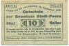 10 геллеров 1920 года Австрия — община Штадль-Паура (Нотгельд)