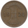 1 рейхспфенниг 1924 года J Германия